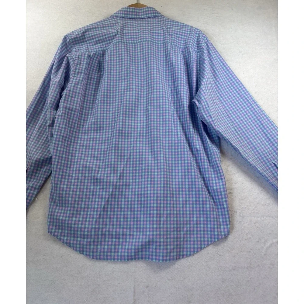 Tommy Bahama Island Zone Shirt Mens Medium Check Flip Cuff Contrast Trim L/S Med